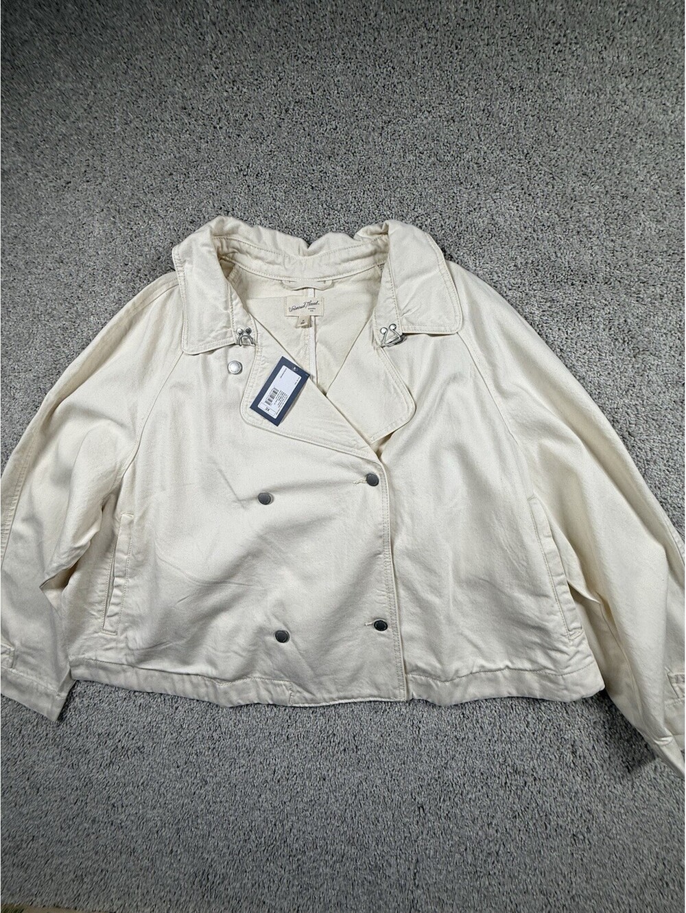 NWT Women Denim Cropped Trench Jacket - Universal Thread Off-White 3X
